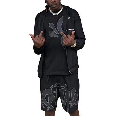 Syna World Herr Tracksuit Urheiluasusetti 2-pack T-paita Shortsit Rento Topit Housut Trendikkäät Verryttelyasut A A A