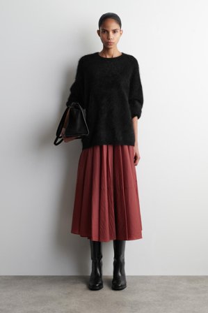 COS Women's Circle-Cut Midi Skirt in Red