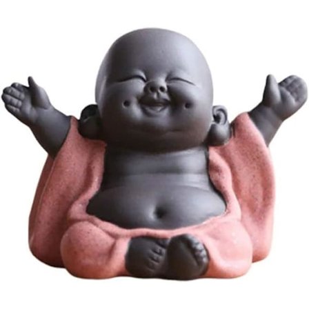 Skrattande Maitreya Buddha, Buddha-staty i keramik, prydnadste för te, miniatyr Buddha-prydnader, heminredning trädgårdsdekorationer