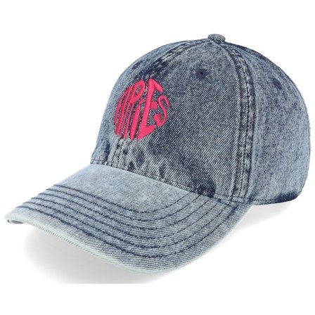 Delulu - Blå unconstructed Keps - Aries Snow Washed Blue Denim Dad Cap @ Hatstore