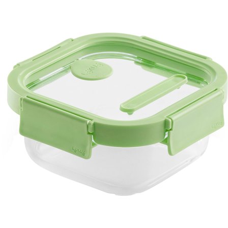 Lékué Kvadratisk madkasse 520 ml, glas/grøn - Glas, grøn | KitchenOne