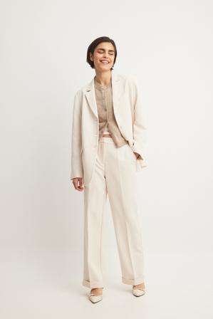 NA-KD Pantalon de tailleur ajusté à taille mi-haute - Pantalon cigarette - OffBlanc - EU 36