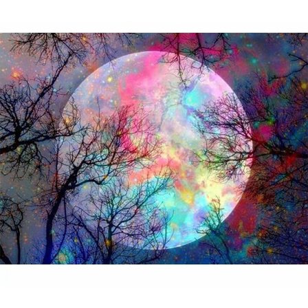 5D diamond painting månträd vardagsrum dekoration måla diamond painting korsstygn hel diamant klistermärke diamond painting (30 x 40)