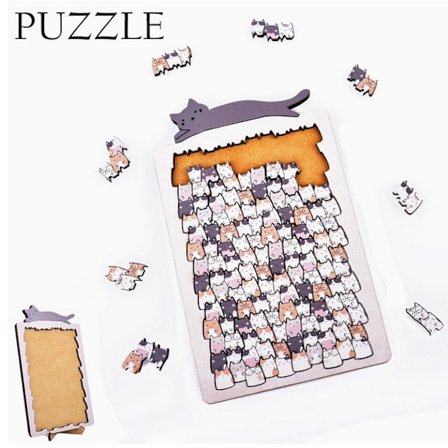 Sjov Kat Puslespil Samling: "Stor Mund Kat" Kat Serie Træpuslespil - Et Beroligende 1000-Brikkers Puslespil