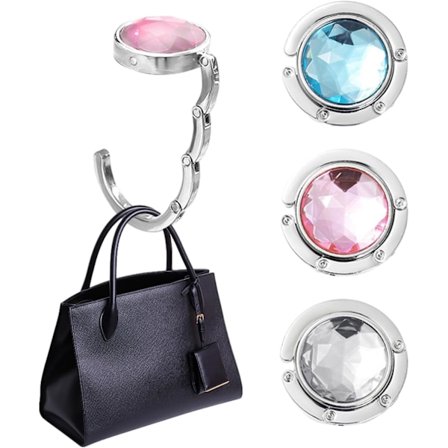 3 st Handväskehållare för Bord, Metallväskekrok, Anti-Strangulerande Handväskehållare, Bärbar, Vikbar Bordshandväskehållare