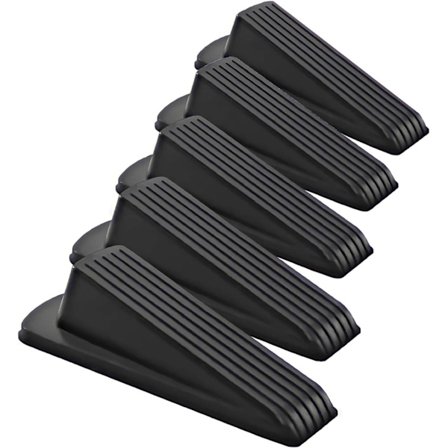 Deluxe gummikile - Heavy Duty dørstopper kile til gulv, skridsikker multioverflade design (pakke med 5) sort