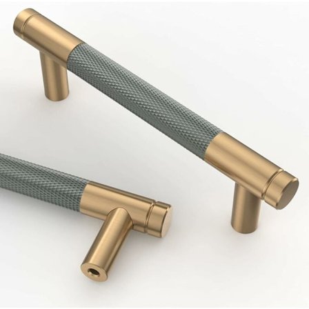 10 st guldgrå kökshandtag 96 mm guldmetall möbelhandtag med skruvar, för skrivbord, lådor, skåp, skåp UK0026