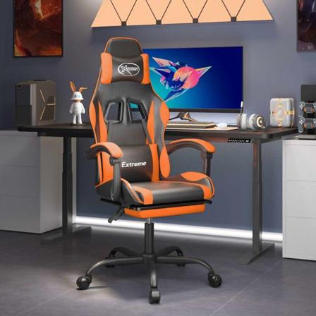 Vidaxl Gamingstol Med Fotstöd Svart Och Orange Konstläder Svart