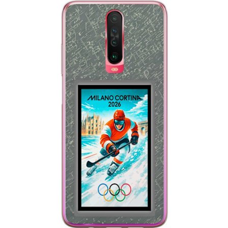 Kompatibel Mobilcover til Xiaomi Redmi K30 Curling illustration med spillere og sten på isen, Milano Cortina 2026, snedækkede stænk og olympiske ri