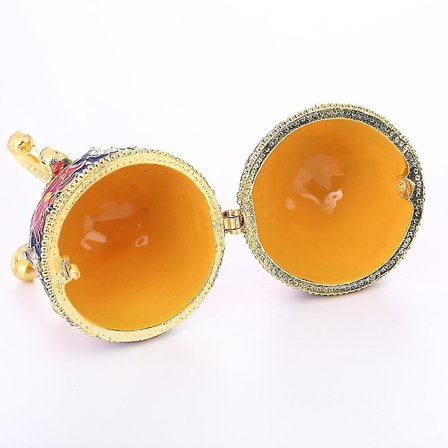 Krystal Emalje Påske Faberge Æg Smykkeskrin Ring Øreringe Russisk Etui Hk