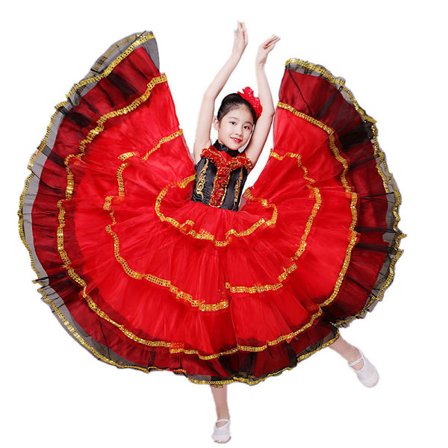 Barne-Flamenco-kjole for jenter i spansk stil, for tyrefekting