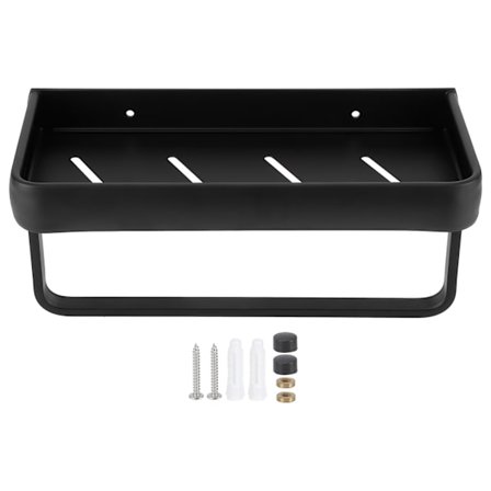 30 cm Veggmontert Baderomshylle i Aluminium med Stang