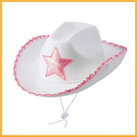 IC Vit Pentagram Cowboyhatt Rosa Bryllupsfest Western Hvit Cowboyhatt