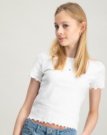 Tommy Hilfiger ESSENTIAL RIB TOP S/S Weiß T-Shirts Mädchen - Kidsbrandstore