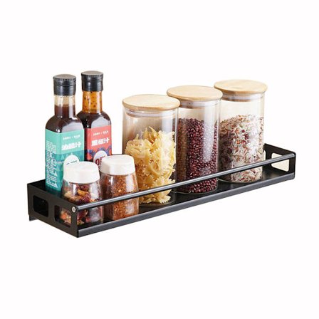 Elegant Svart Vegghylle: Organiser Kjøkken, Bad og Soverom