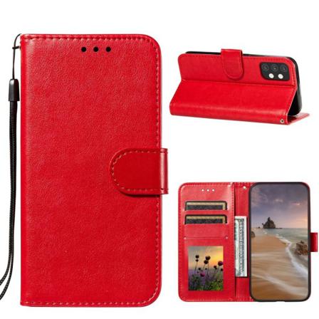 Samsung Galaxy A32 5g - Solid Läder Fodral - Röd Red Röd