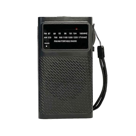 Bärbar Radio AM FM Batteridriven Radio med Högtalare Hörlursuttag Liten Radio Bältesklämma