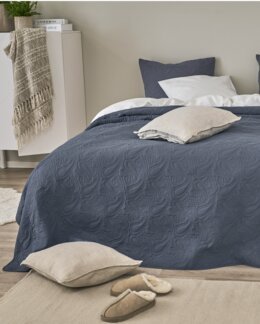 Överkast enfärgat Paisley Blå - 180x260 cm - Linea