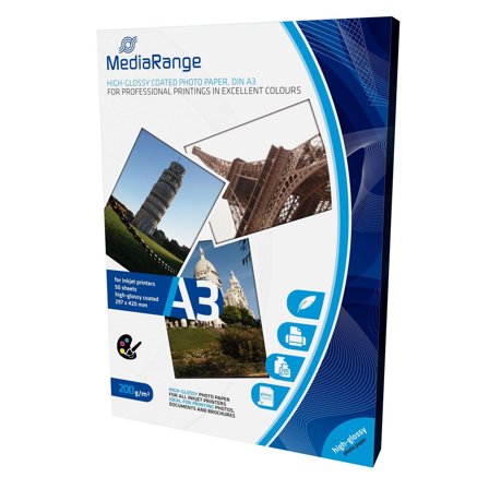 MediaRange fotopapir - høyblank - 50 ark - A3 - 200 g/m²