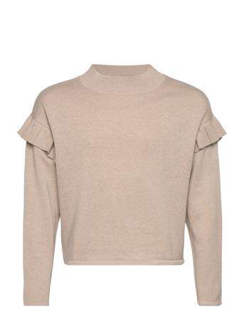Ruffled Detail Sweater Pullover Beige Mango*Betinget Tilbud