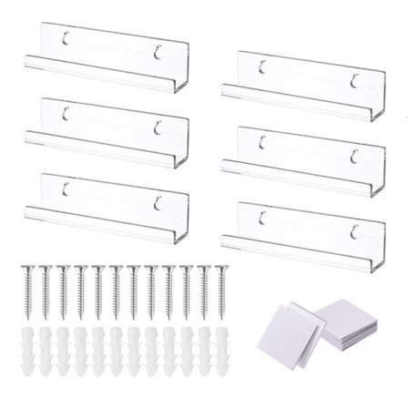 6-pakks flytende akryl vinylplateshelves, akryl vinylplateshelf for display, vinylplatesholder (7 tommer) B