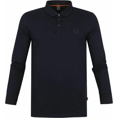 Hugo Boss, LS Polo Passerby Antraciet Responsible Blauw, Heren, Maat:L,Katoen