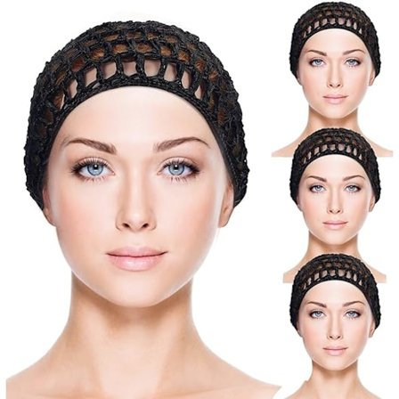 4 stk. hårnet hæklede hue mesh hårnet hæklede mesh hårnet strikket snood hue mesh hæklede hårnet