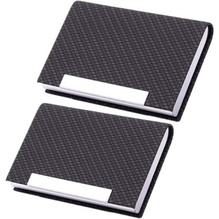 2 kappaletta käyntikorttikoteloa, PU-nahkaa ja ruostumatonta terästä