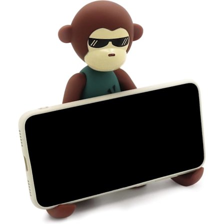 1 stk. Grønn, morsom dyreape telefonholderstativ telefonstøtte for alle telefoner Mini Ipad, vinkeljusterbar tegneserie mobiltelefon for 