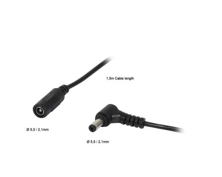 ALLNET Replacement power supply unit zbh. DC jack -> DC plug adapter cable extension 5.5mm x 2.1mm -> 5.5mm x 2.1mm 1.5m