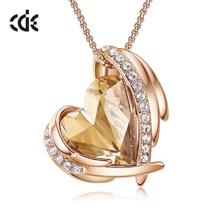 Hjerte vedhæng halskæde kvinder sølv tone rose guld tone krystal gaver til kvinder fødselsdag/jubilæum/fest champagne guld