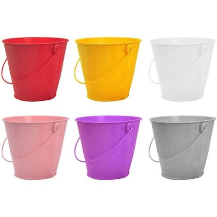 6 kpl Mini söpö metalliämpäri Suklaa karkkiämpärit Laatikko Hääjuhlan suosio DIY Tin Suosioämpärit Pienet kasvien ämpärit, 4 x 5,5 x 6 cm