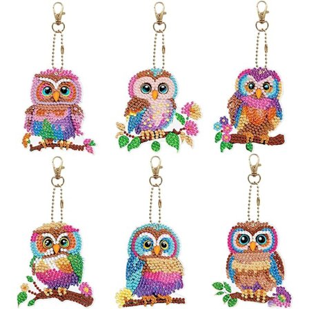 Diamantmålning Nyckelringar DIY Diamantkonst Nyckelringar Full Drill