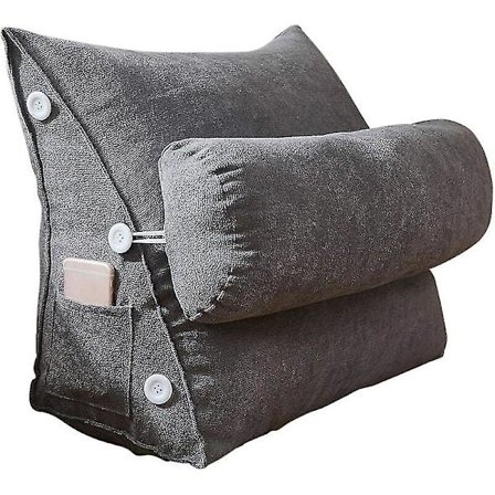 Triangelformad kilkudde, läskudde, ryggkudde med avtagbart nackskydd och sidofickor, ryggkudde, ryggstöd för kontor, läsning eller TV