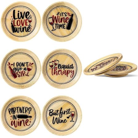 8 kpl Viinilasin Charcuterie -päällinen Viinilasien kannet Bambu Viinilasin päällinen Alustat Lautanen Viinilasin Charcuterie