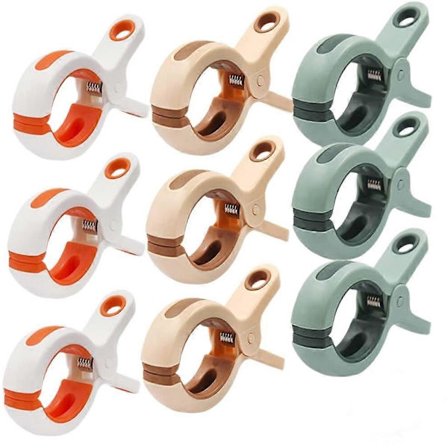 9-pack Strandhandduksklämmor, Strandstolsklämmor, Starka Klämmor (3 Färger) [DB]