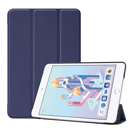 iPad Mini (2019) tre-fold læderetui - Mørkeblå