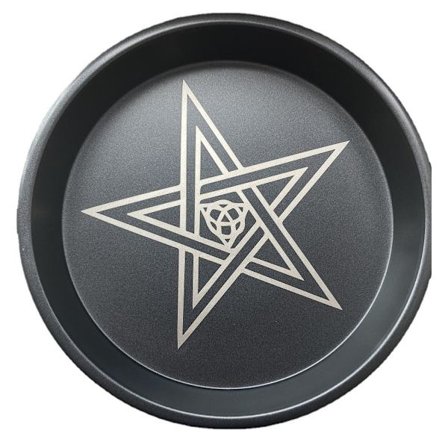 Pentagram och Triple Moon Altar Ritual Brännande Ljus Hållare Platta Skål - D