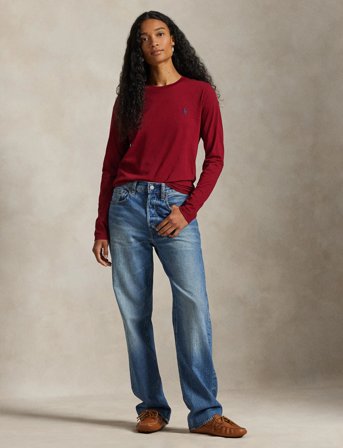 Polo Ralph Lauren Long-Sleeve Jersey Crewneck Tee - Red - XS