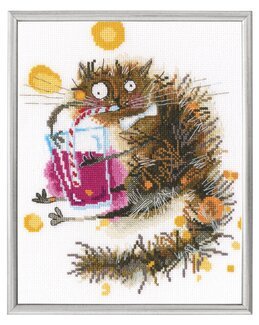 Broderikit Tavla Törstande katt