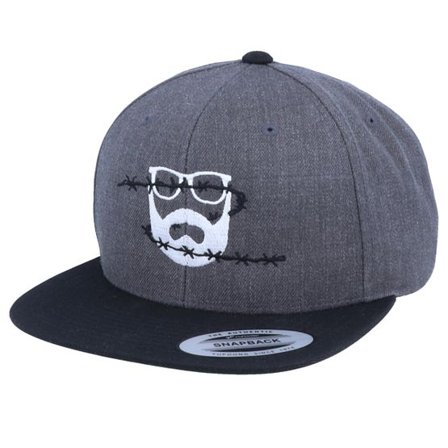 Bearded Man - Grå snapback Keps - Wire Logo Charcoal/Black Snapback @ Hatstore