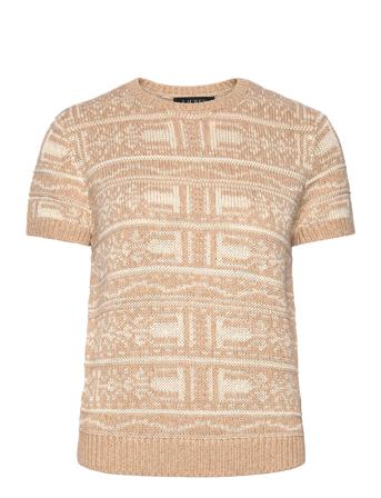Geo-Motif Short-Sleeve Sweater Tops Knitwear Jumpers Beige Lauren Ralph Lauren