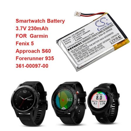 Smartwatch Batteri 230mah Til Garmin Fenix 5 Approach S60 Forerunner 935 361-00097-00