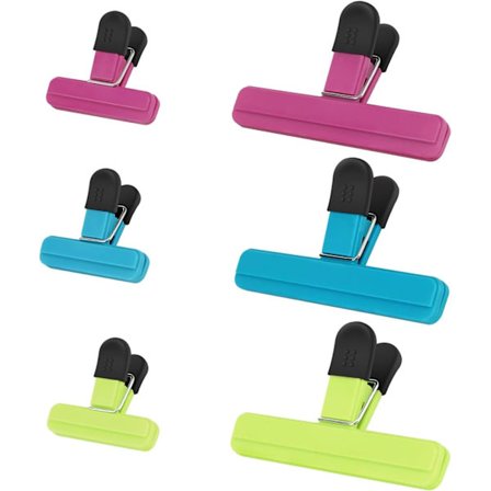 Matförvaringsklämmor för påsar, köksförvaringsklämmor, tätningsklämmor, 6 st robusta, lufttäta, återanvändbara fryspåseklämmor