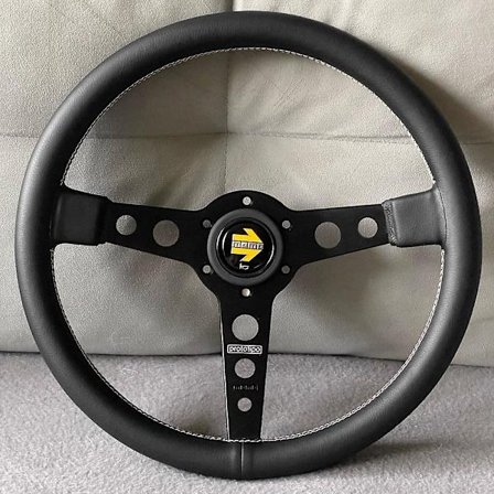 14 tommer/350 mm for Momo Prototipo Style PU Lærratt Racing Sport - Ratt og Horn