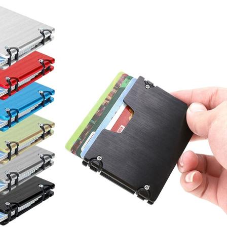Korthållare 6 kort - RFID - Plånbok Pop-Up i Aluminium Blue