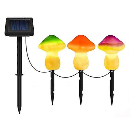Svamp Udendørs Solcelle Havelamper Sød Form Svamp Landskabsbelysning Sti Lamper Til Haveindretning (3 stk)