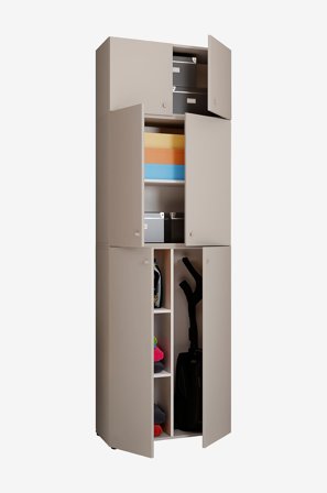 VCM - Vcm Siivouskaappi Lona Xxl saranaovet - Kiinnityksellä varustettuna - Harmaa - Kaapit - - Homeroom