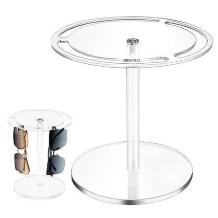 Akryl solbrillerholderstativ med 360 graders rotasjon, brilleutstillingsstativ svart brillebordorganisator