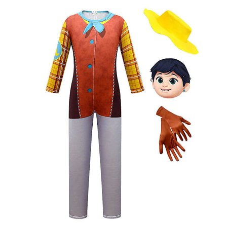 4-8 år Kids Dinosaur Ranch Cosplay Costume Jumpsuits+hatt+handskar+maskset